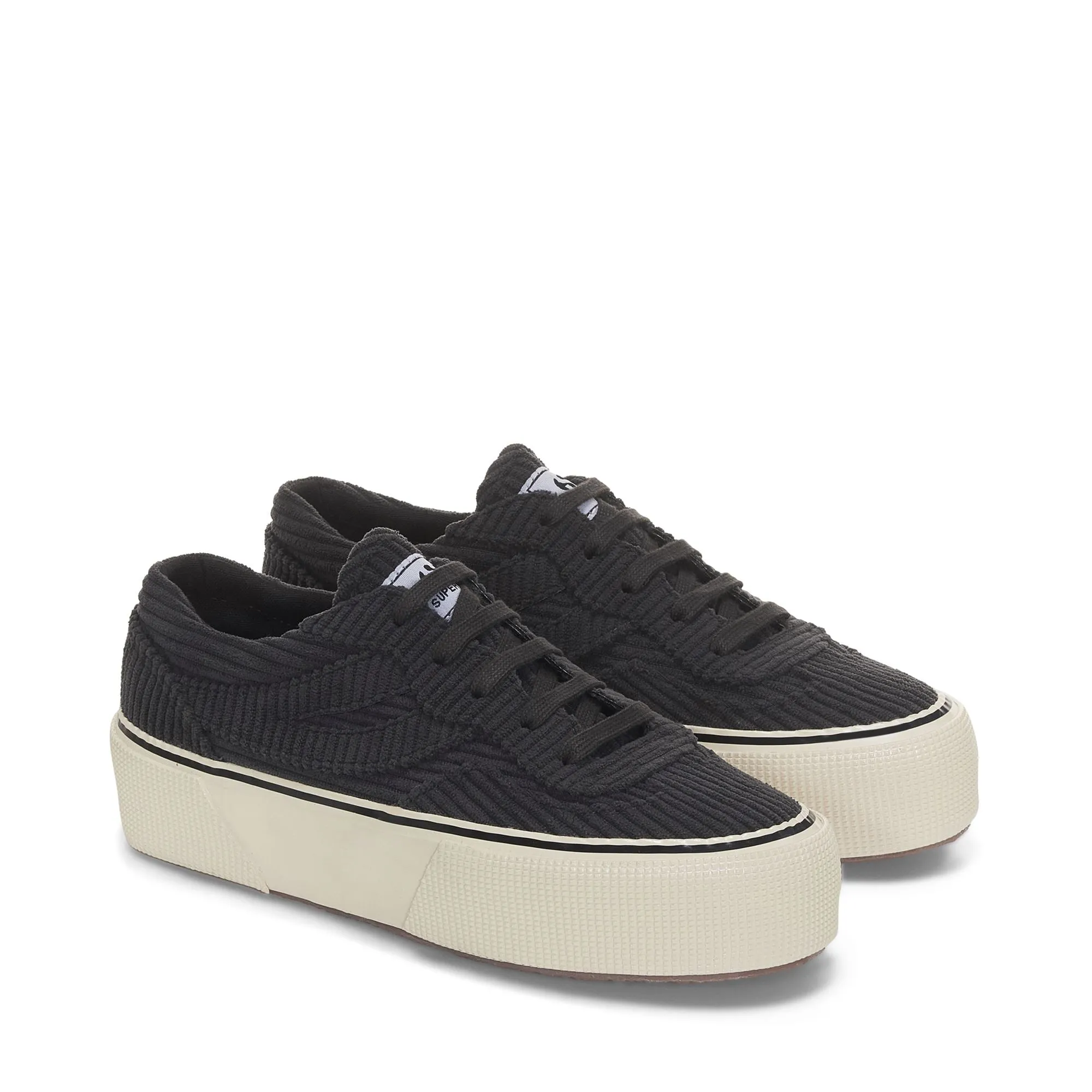 3041 REVOLLEY PLATFORM CORDUROY - Sneakers - Wedge - Woman - BLACK BRISTOL-FOFF WHITE