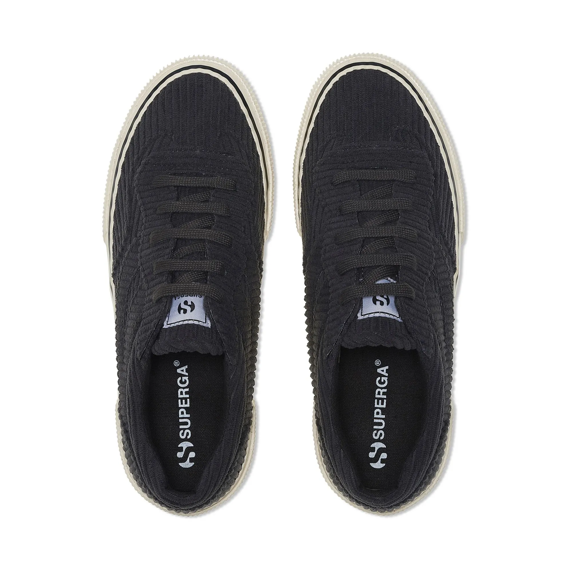 3041 REVOLLEY PLATFORM CORDUROY - Sneakers - Wedge - Woman - BLACK BRISTOL-FOFF WHITE