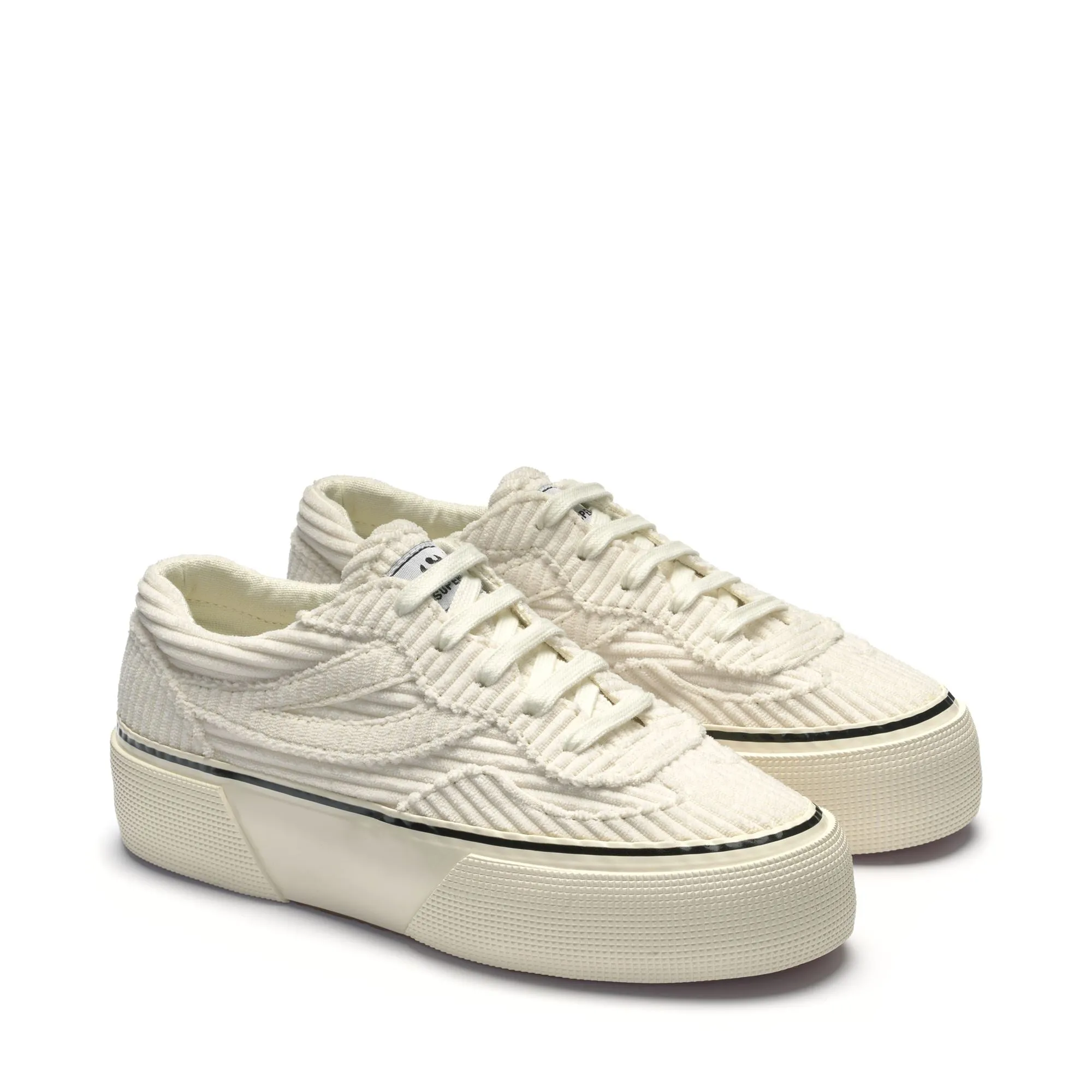 3041 REVOLLEY PLATFORM CORDUROY - Sneakers - Wedge - Woman - WHITE AVORIO-FOFF WHITE