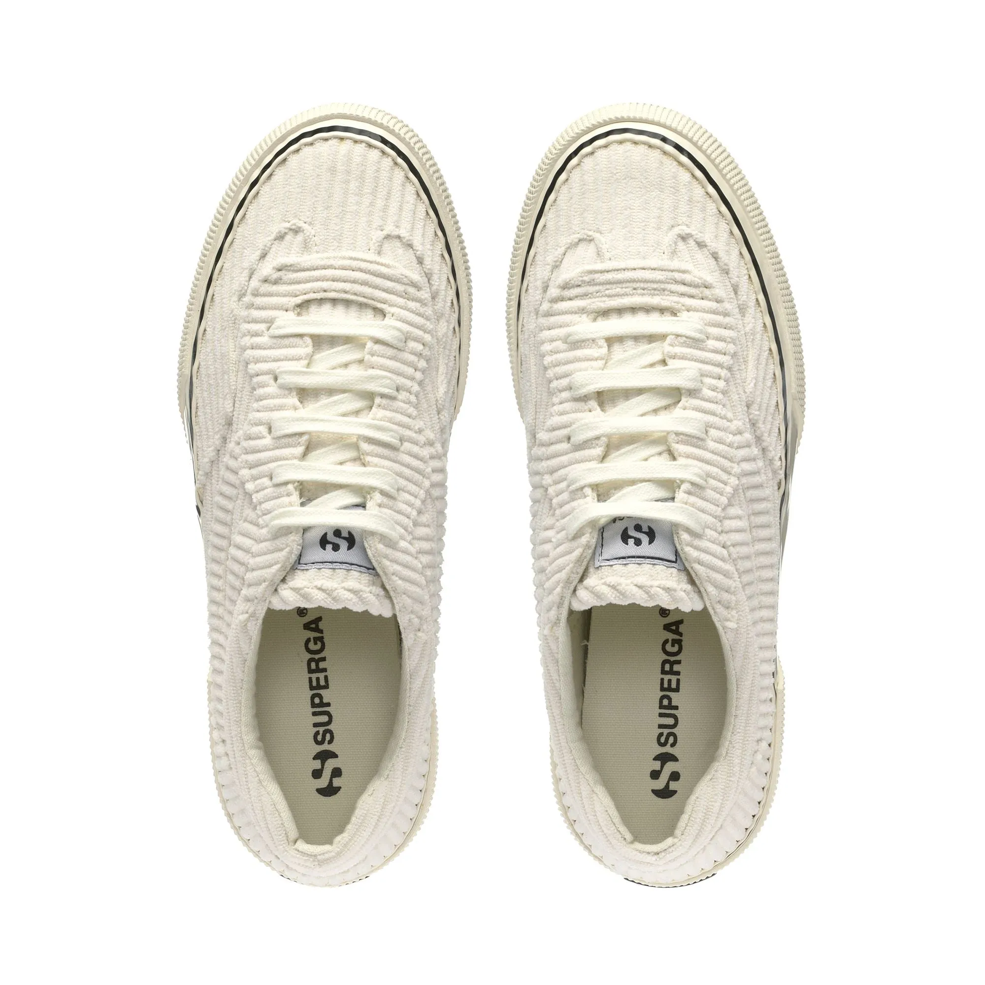 3041 REVOLLEY PLATFORM CORDUROY - Sneakers - Wedge - Woman - WHITE AVORIO-FOFF WHITE