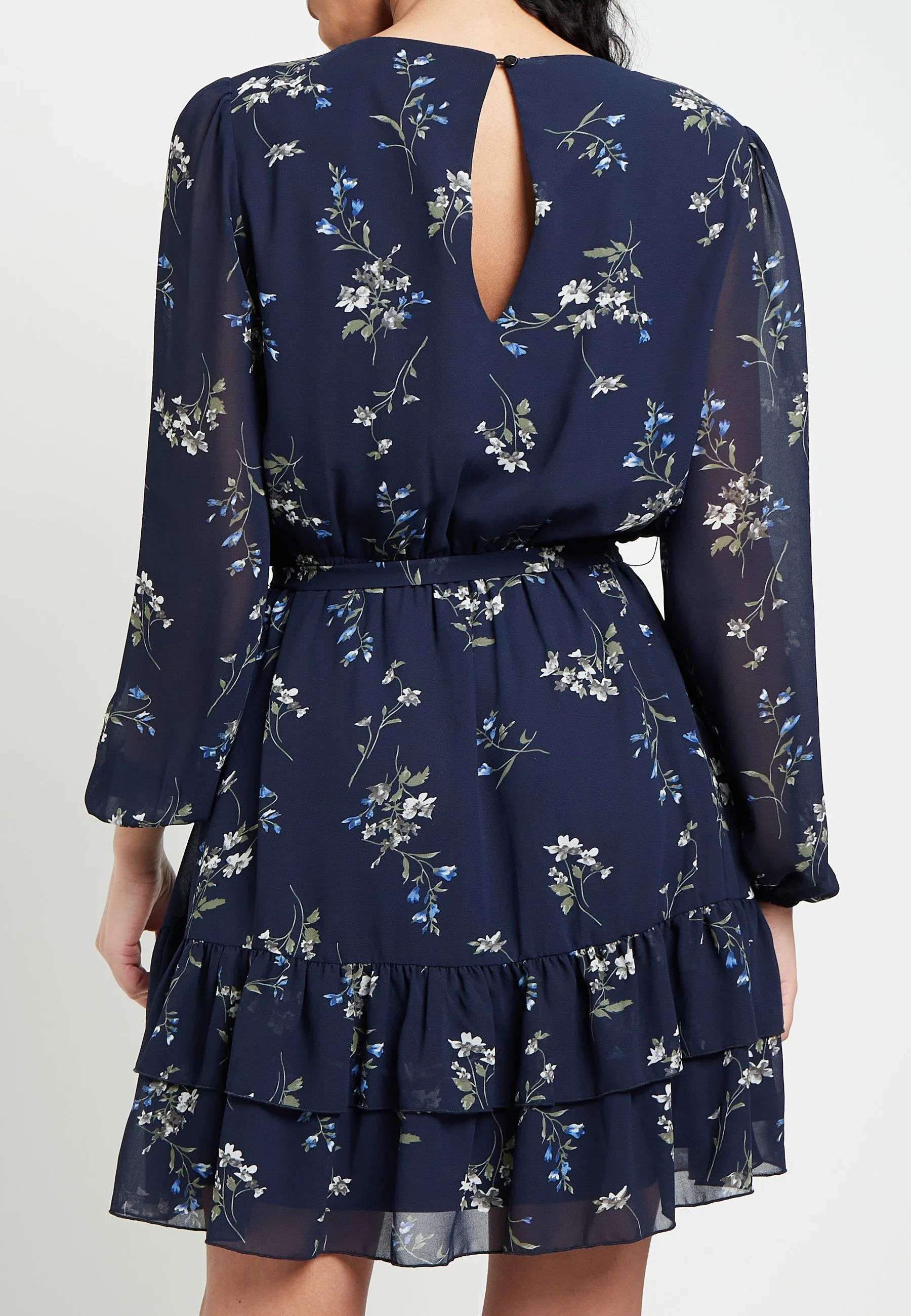 (5P. PACK) Floral Mini Dress With Ruffled Hem & Elasticated Waist In Navy