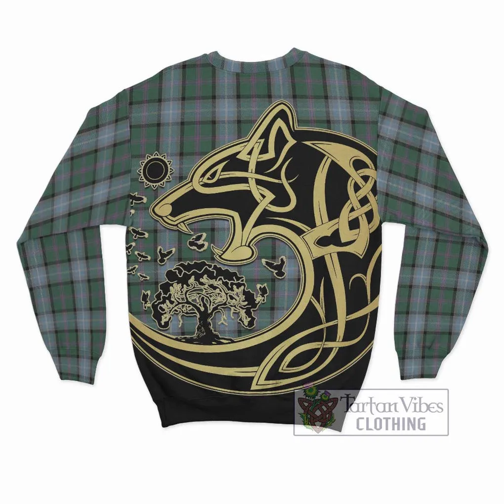 Alexander of Menstry Hunting Tartan Sweatshirt with Family Crest Celtic Wolf Style