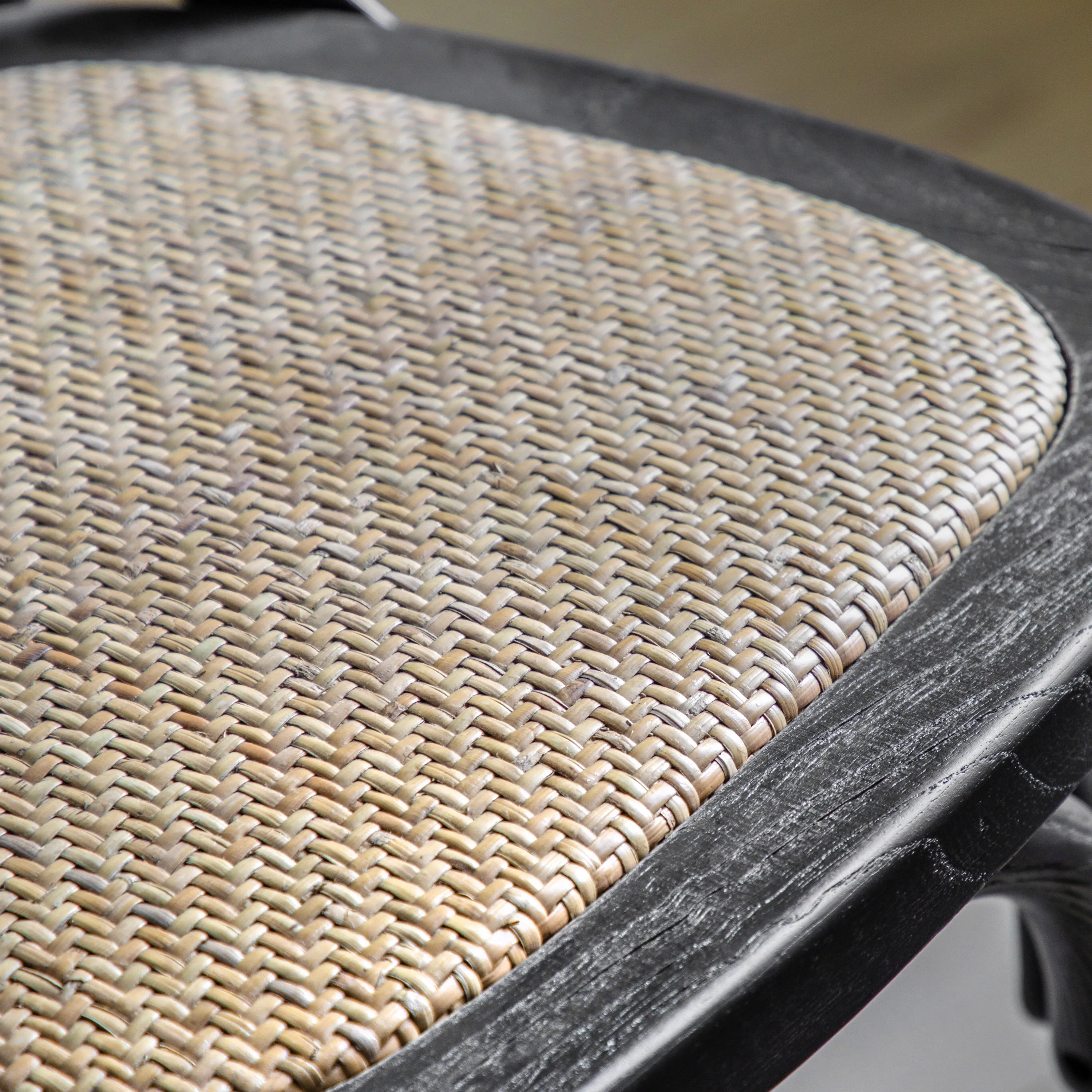 Amos Cafe Stool Black/Rattan (2pk)
