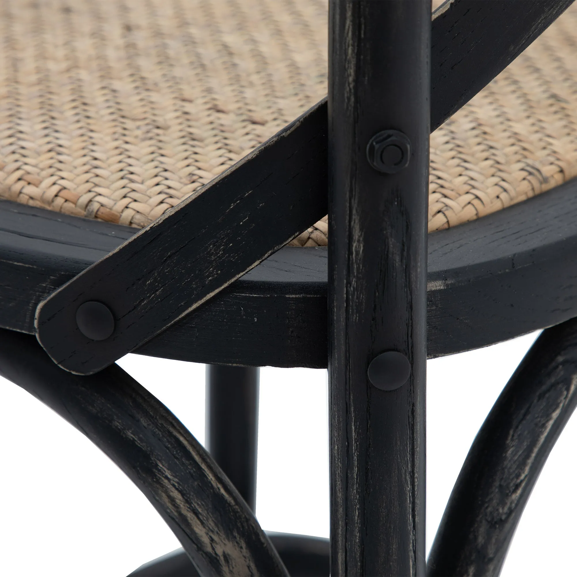 Amos Cafe Stool Black/Rattan (2pk)