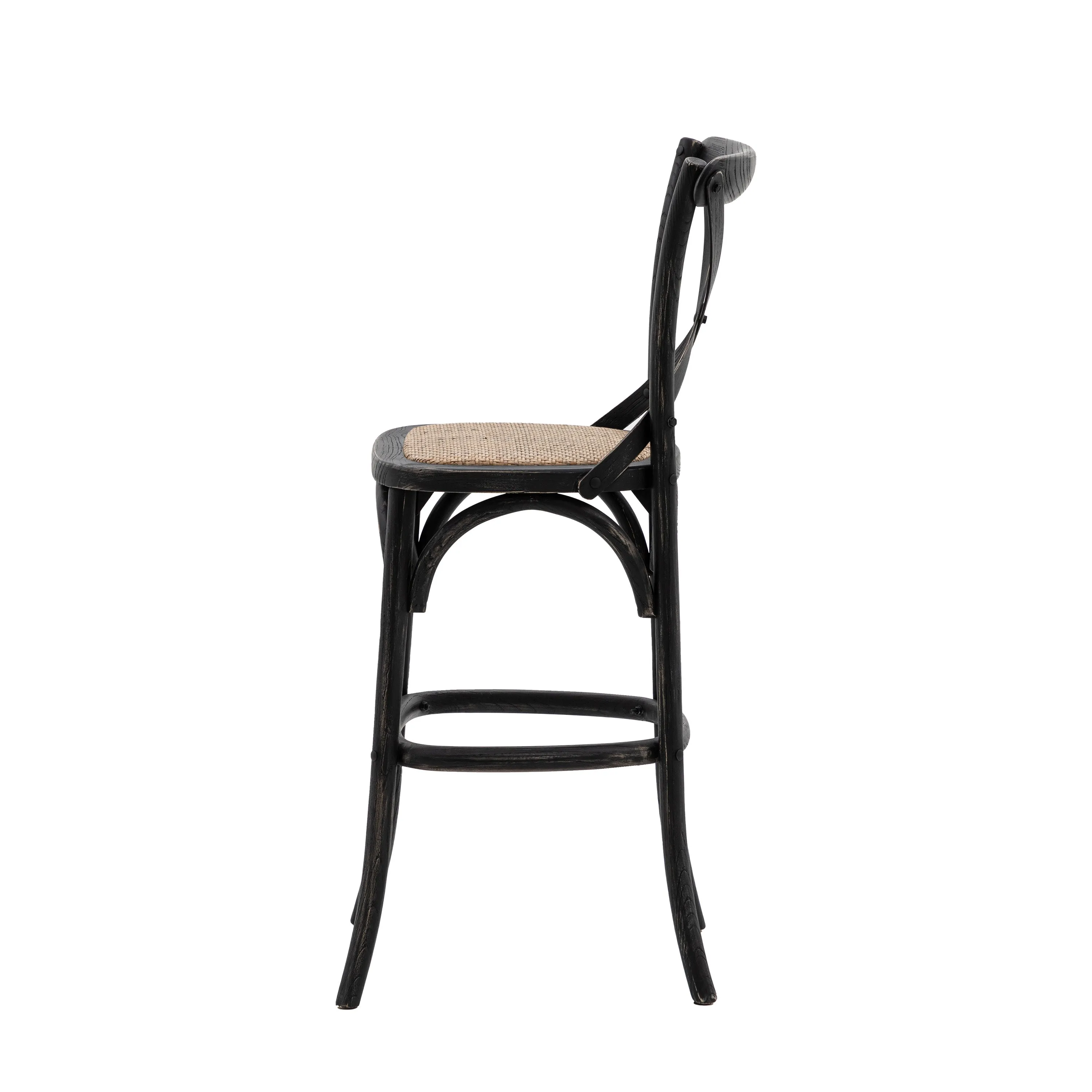 Amos Cafe Stool Black/Rattan (2pk)