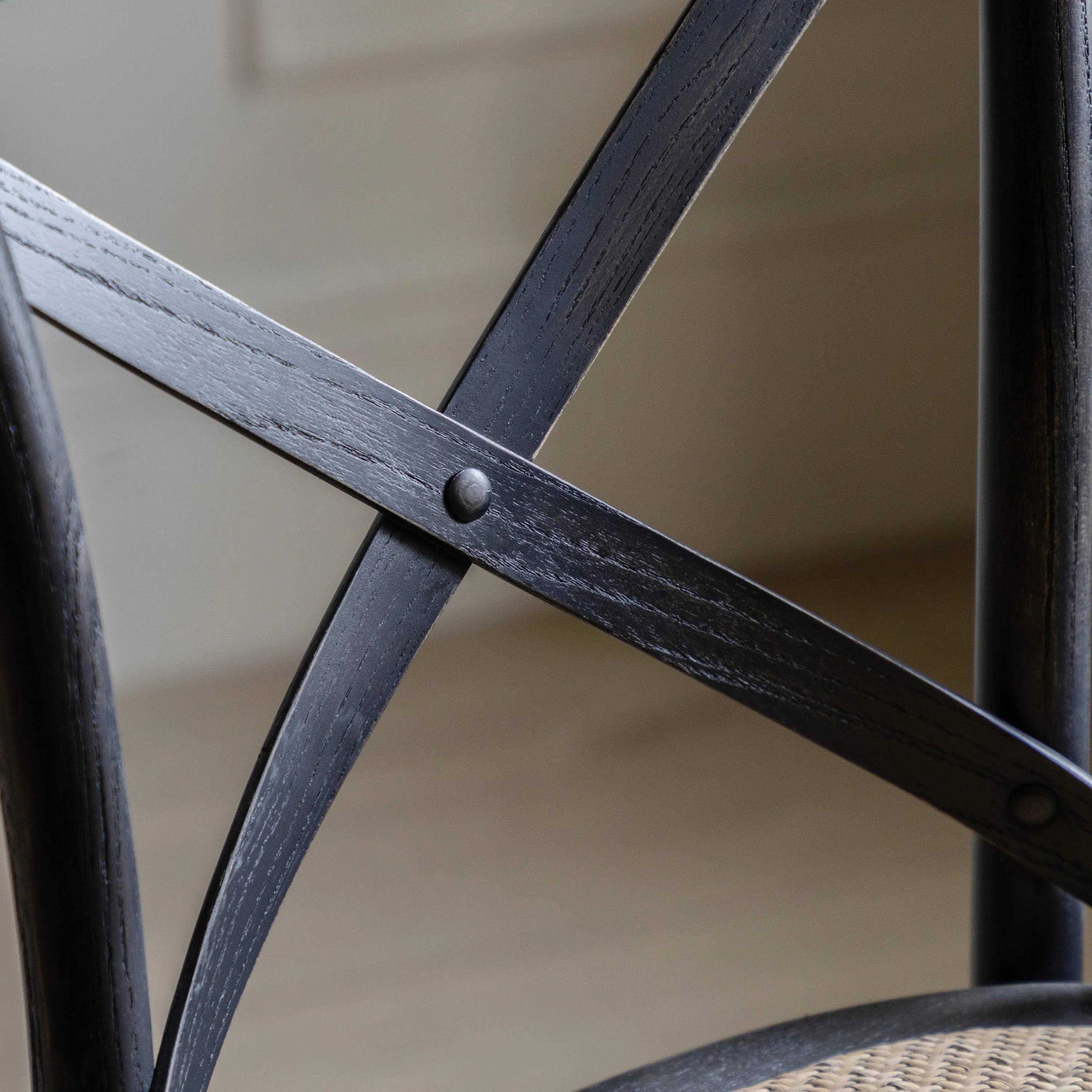 Amos Cafe Stool Black/Rattan (2pk)