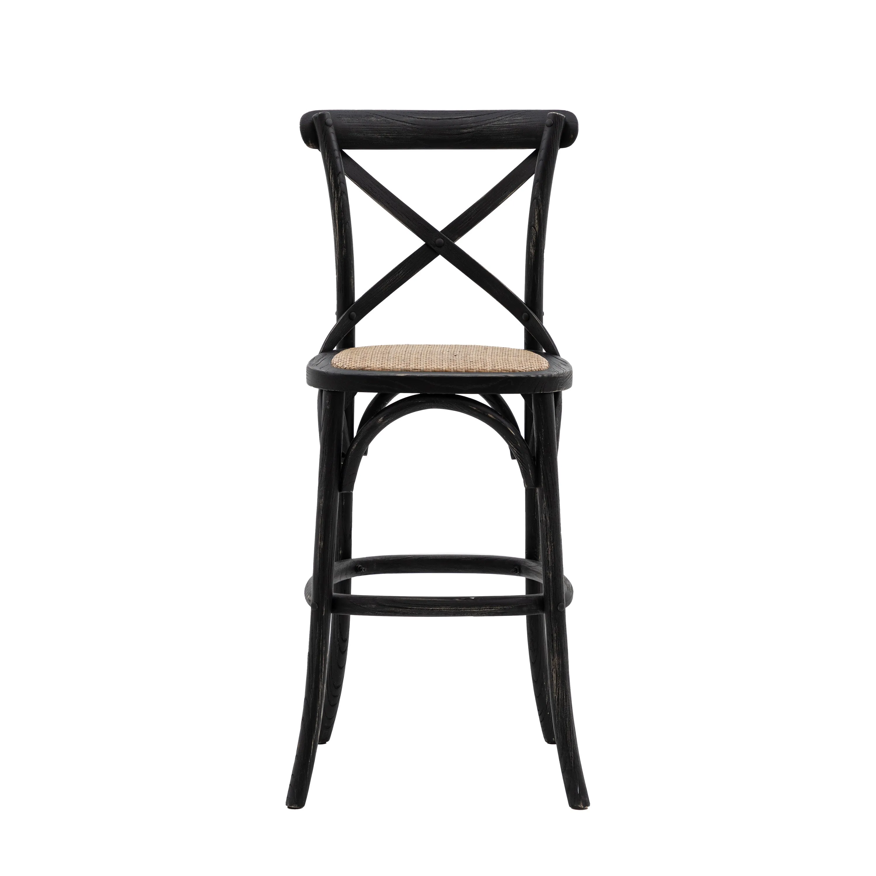 Amos Cafe Stool Black/Rattan (2pk)