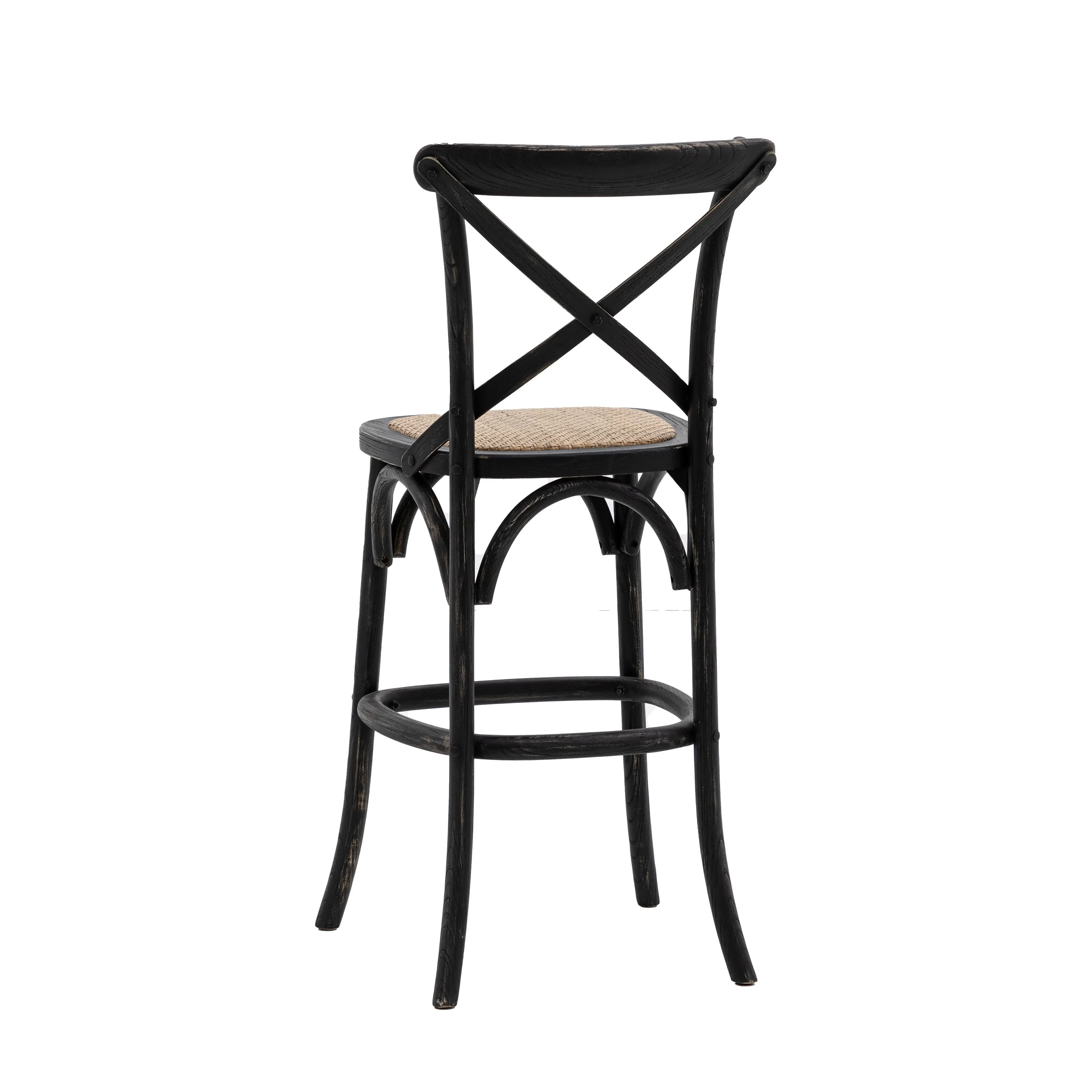 Amos Cafe Stool Black/Rattan (2pk)