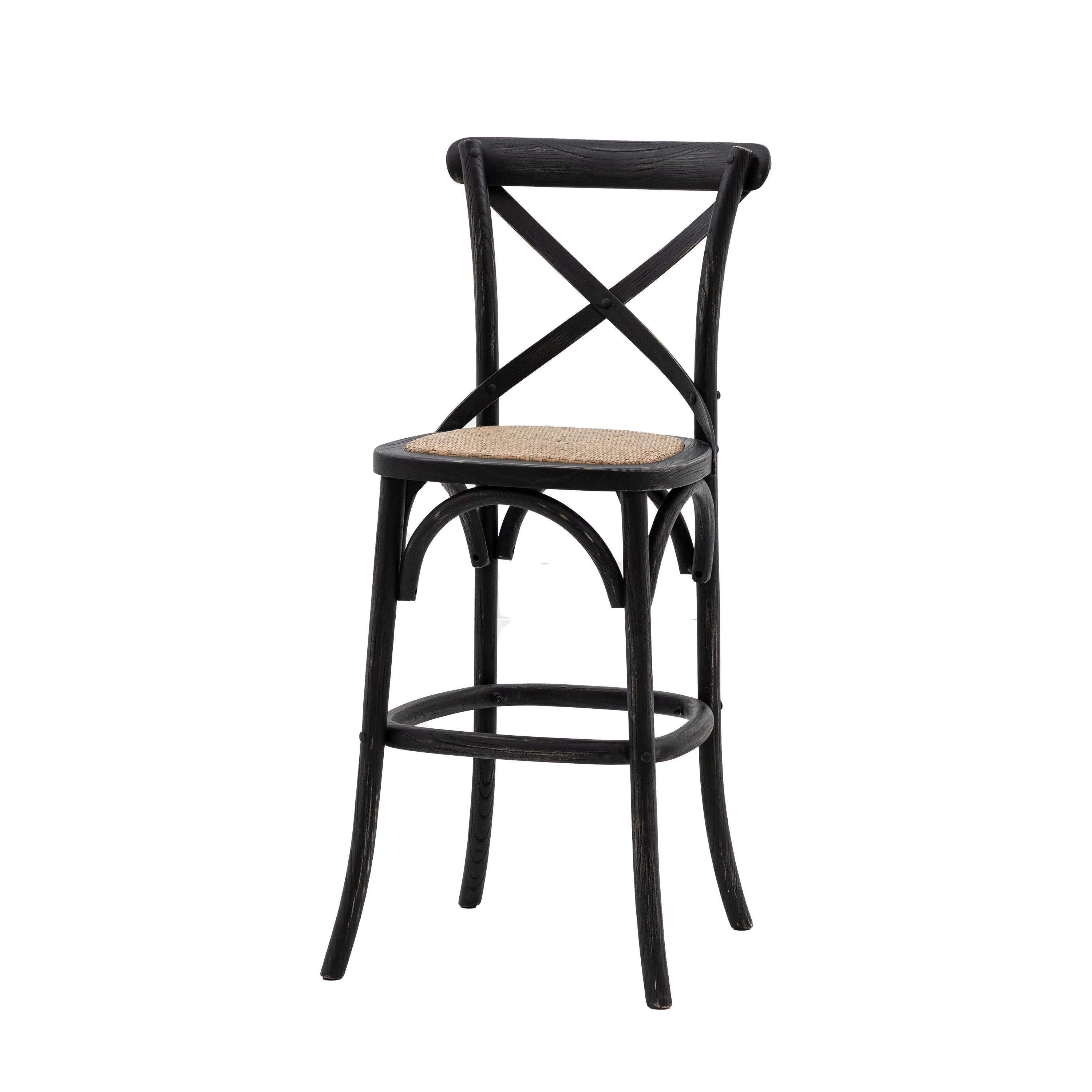 Amos Cafe Stool Black/Rattan (2pk)