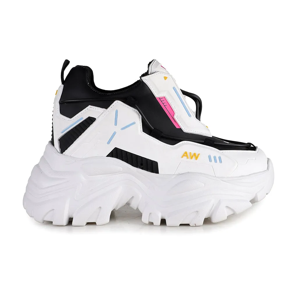 Anthony Wang Watermelon-04 Lace Up Hidden Wedge Women's Chunky Platform Sneakers White