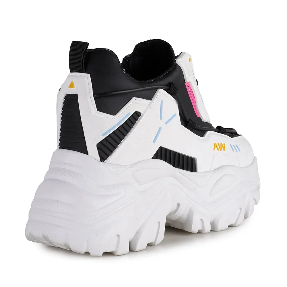 Anthony Wang Watermelon-04 Lace Up Hidden Wedge Women's Chunky Platform Sneakers White