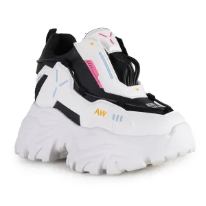 Anthony Wang Watermelon-04 Lace Up Hidden Wedge Women's Chunky Platform Sneakers White