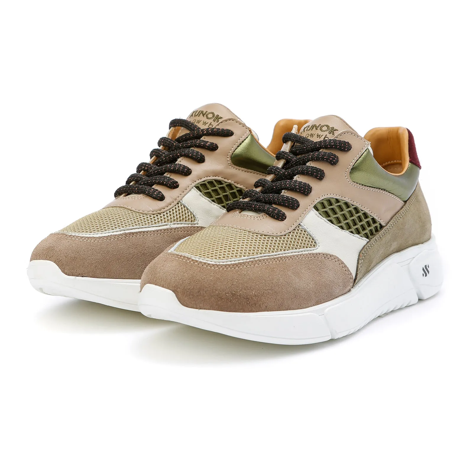 ARI platform sneaker - khaki and beige