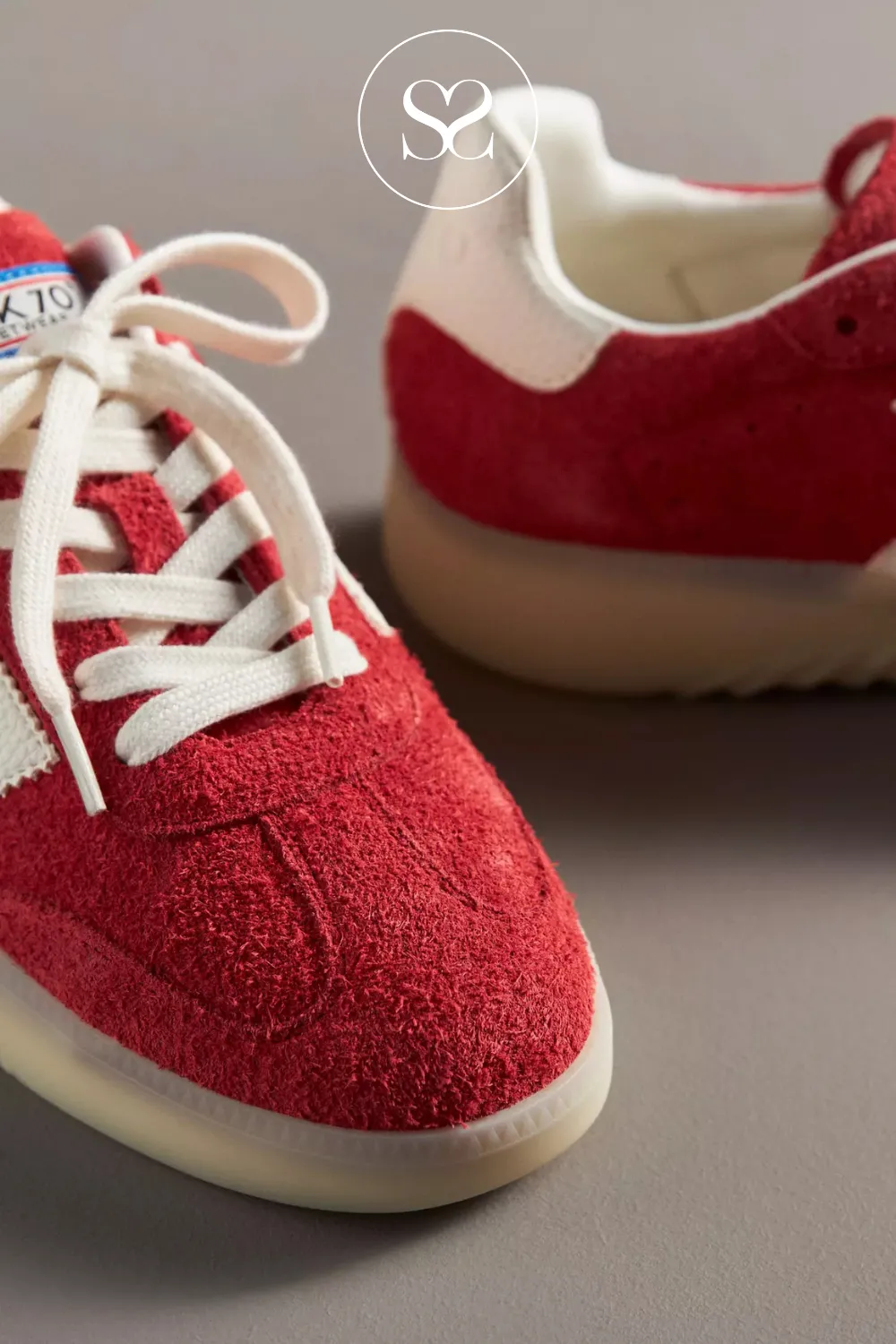 BACK 70 ART BOSTON RED SUEDE CHUNKY TRAINERS