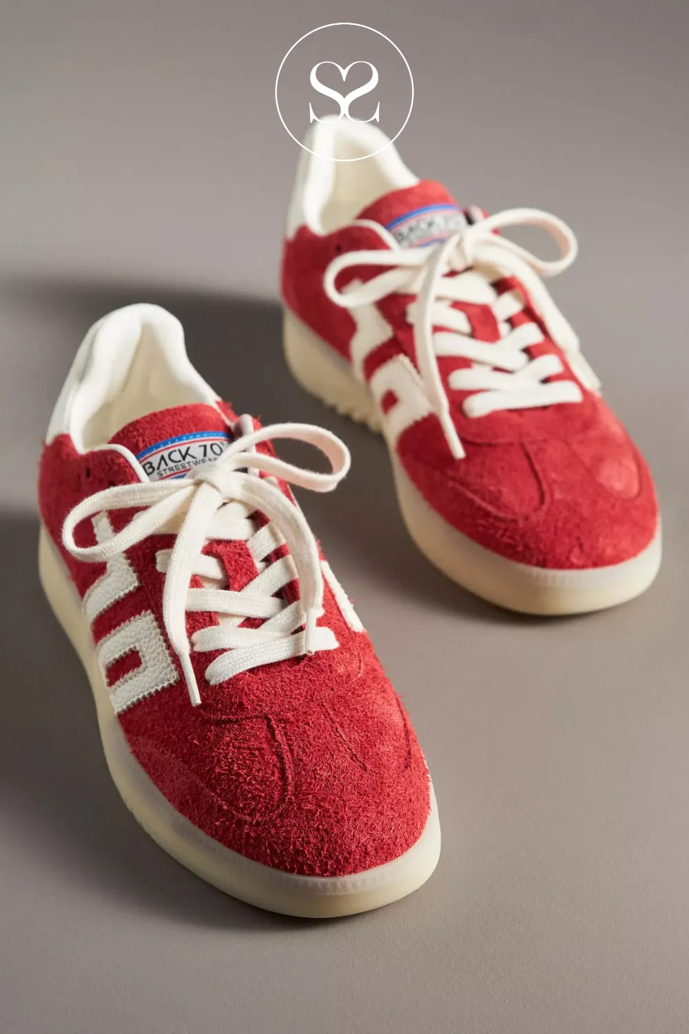 BACK 70 ART BOSTON RED SUEDE CHUNKY TRAINERS