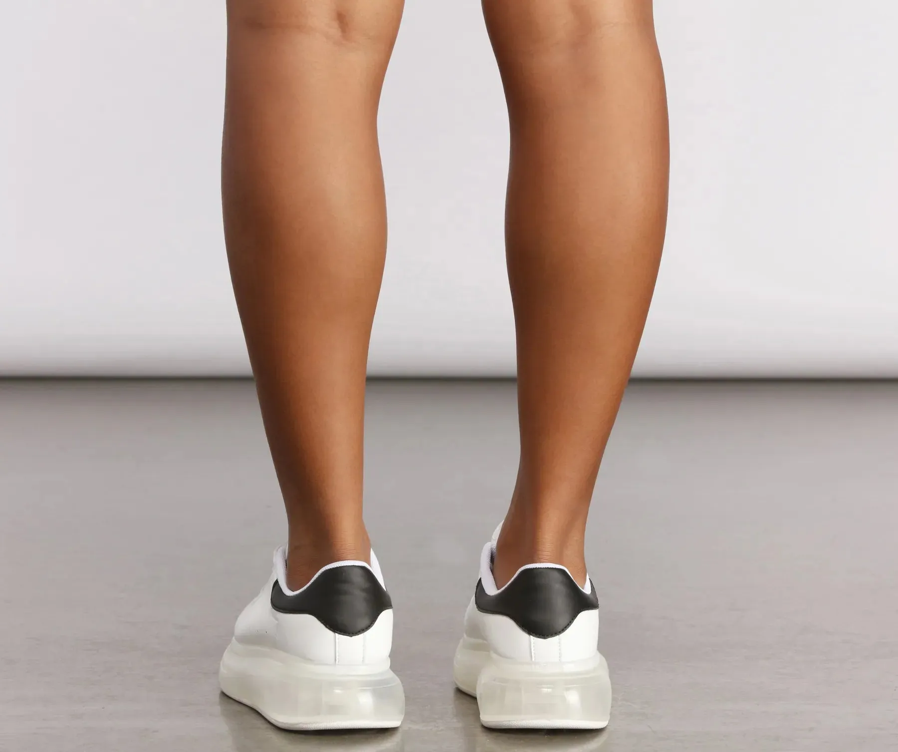 Basic Lace-Up Clear Platform Sneakers