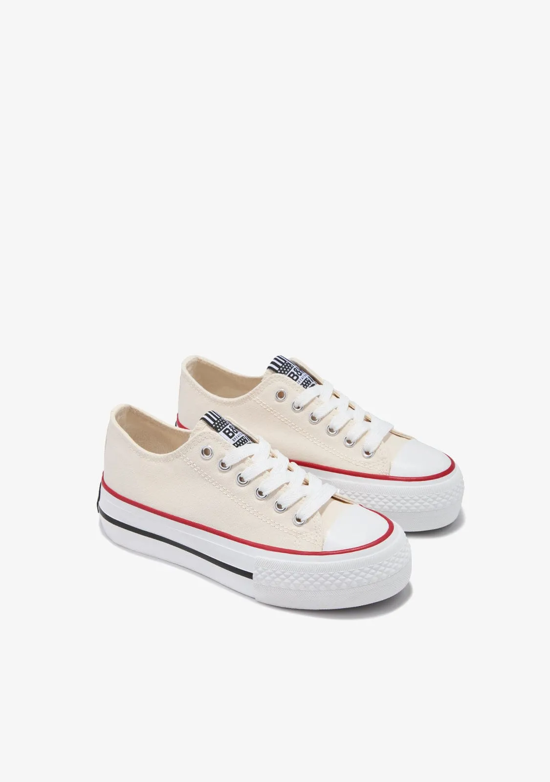 Beige Platform Canvas Sneakers
