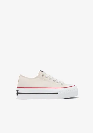 Beige Platform Canvas Sneakers