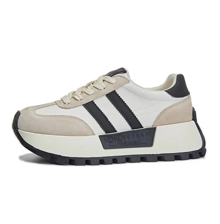 binfenxie  -  Forrest Gump Shoes Female Genuine Leather 2024 Spring New Platform Sneakers Women Casual Trendy Women Board Shoes