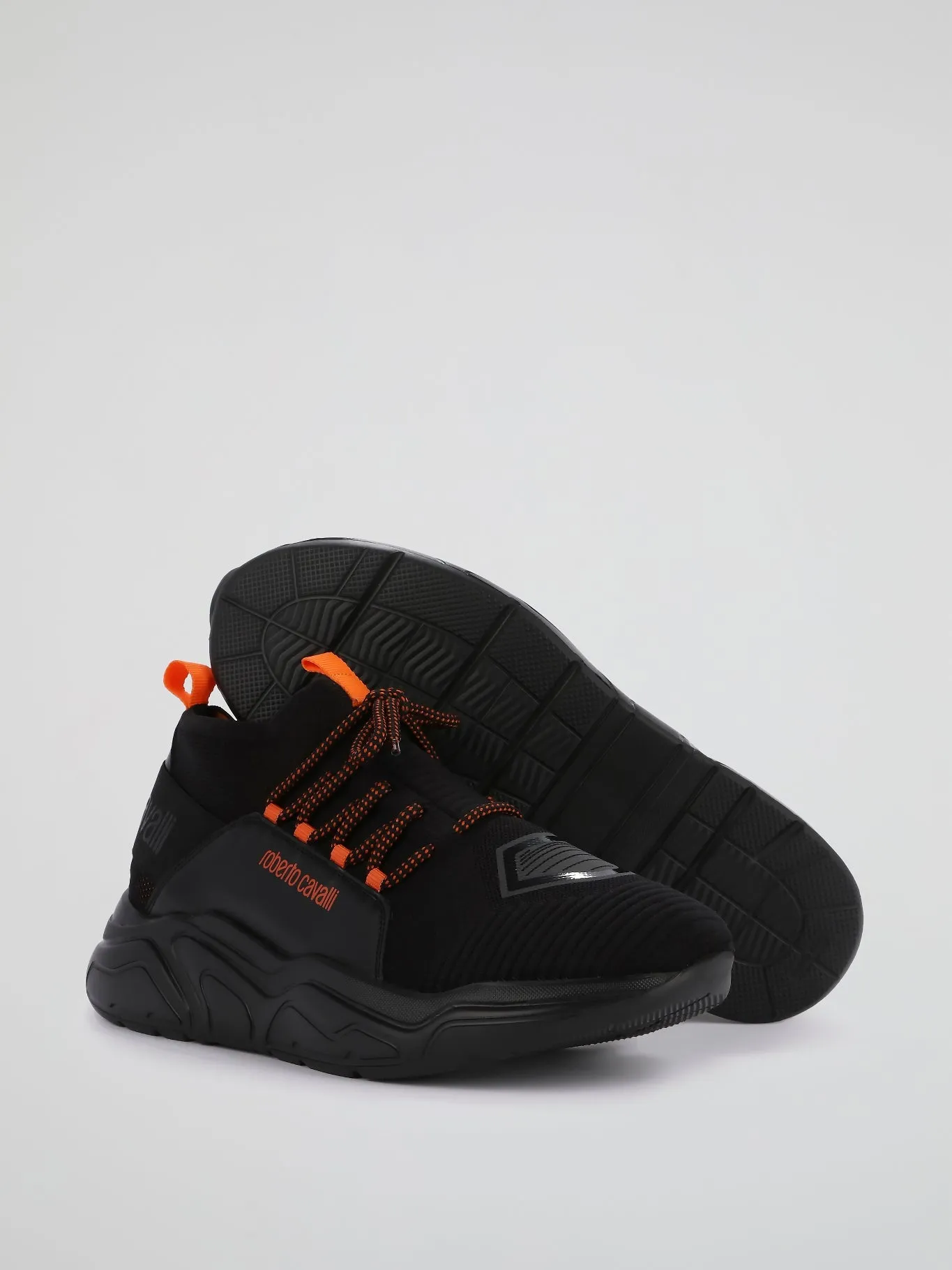 Black Contrast Logo Strap Platform Sneakers