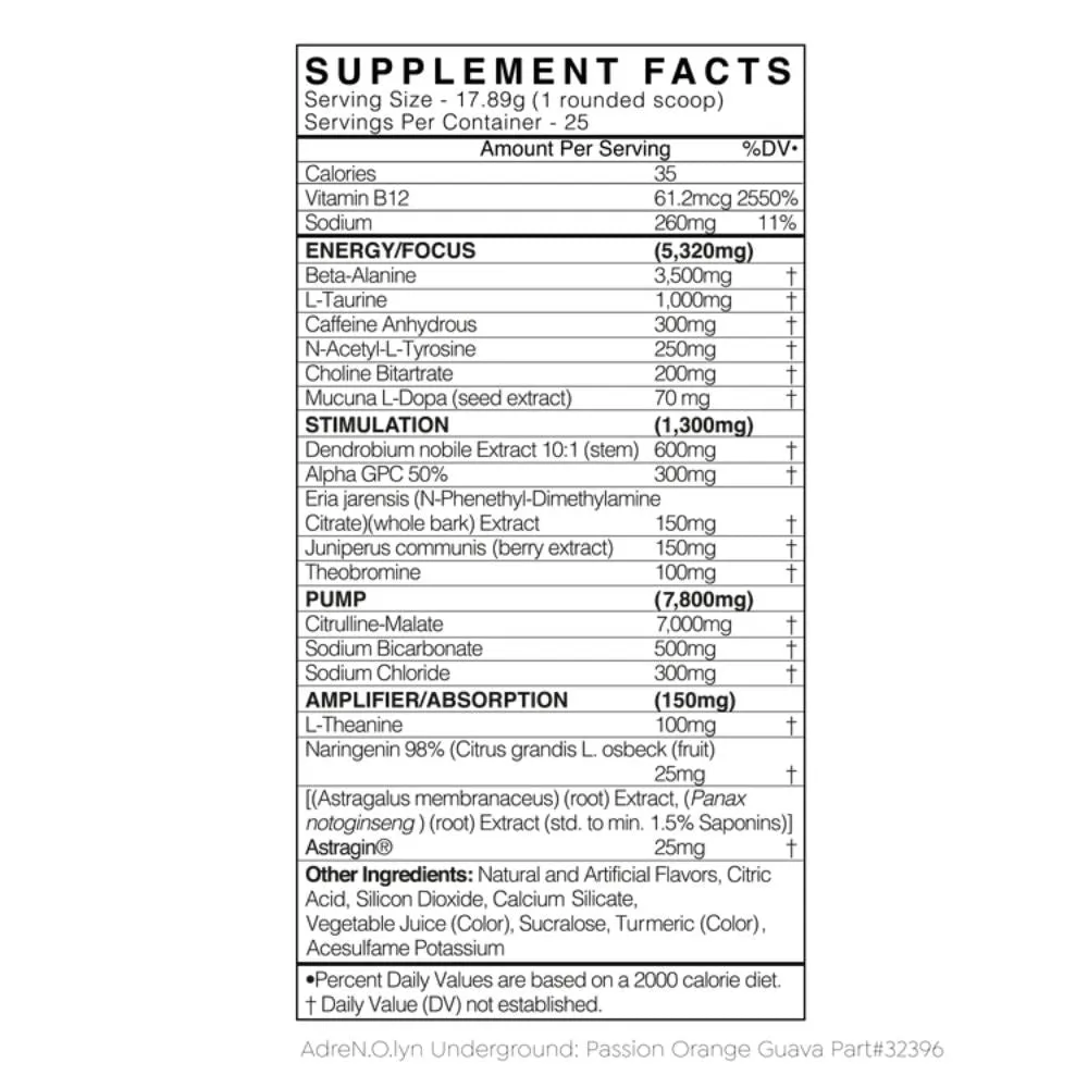 Black Market Labs AdreNOlyn Underground 25 Servings