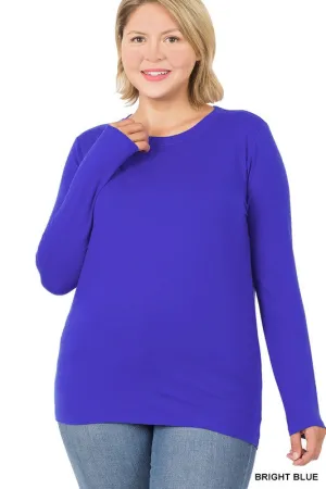 Bright Blue Plus Microfiber Long Sleeve Top (Size 3X)