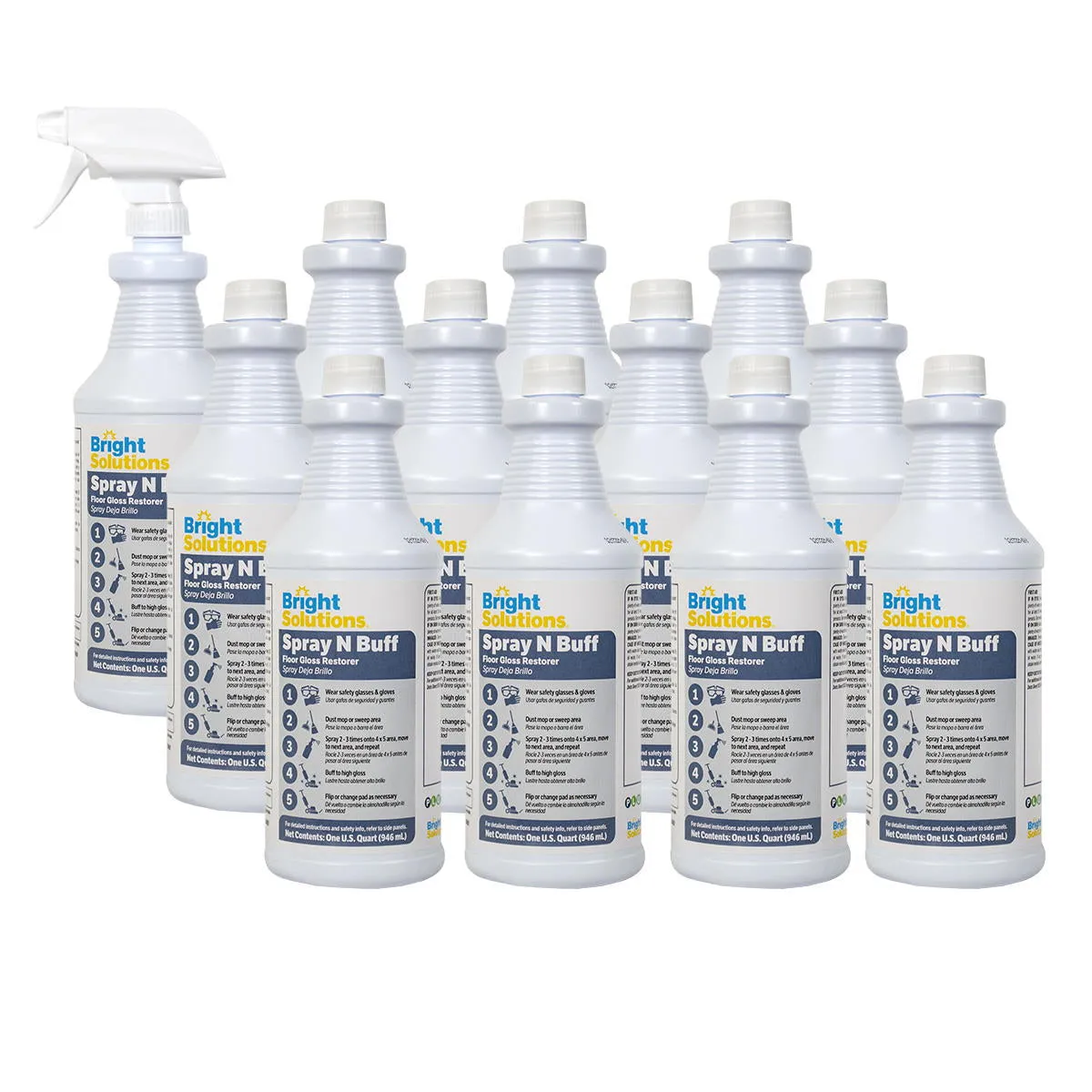 Bright Solutions® 'Spray N Buff' Floor Gloss Restorer (32 oz Spray Bottles) - Case of 12