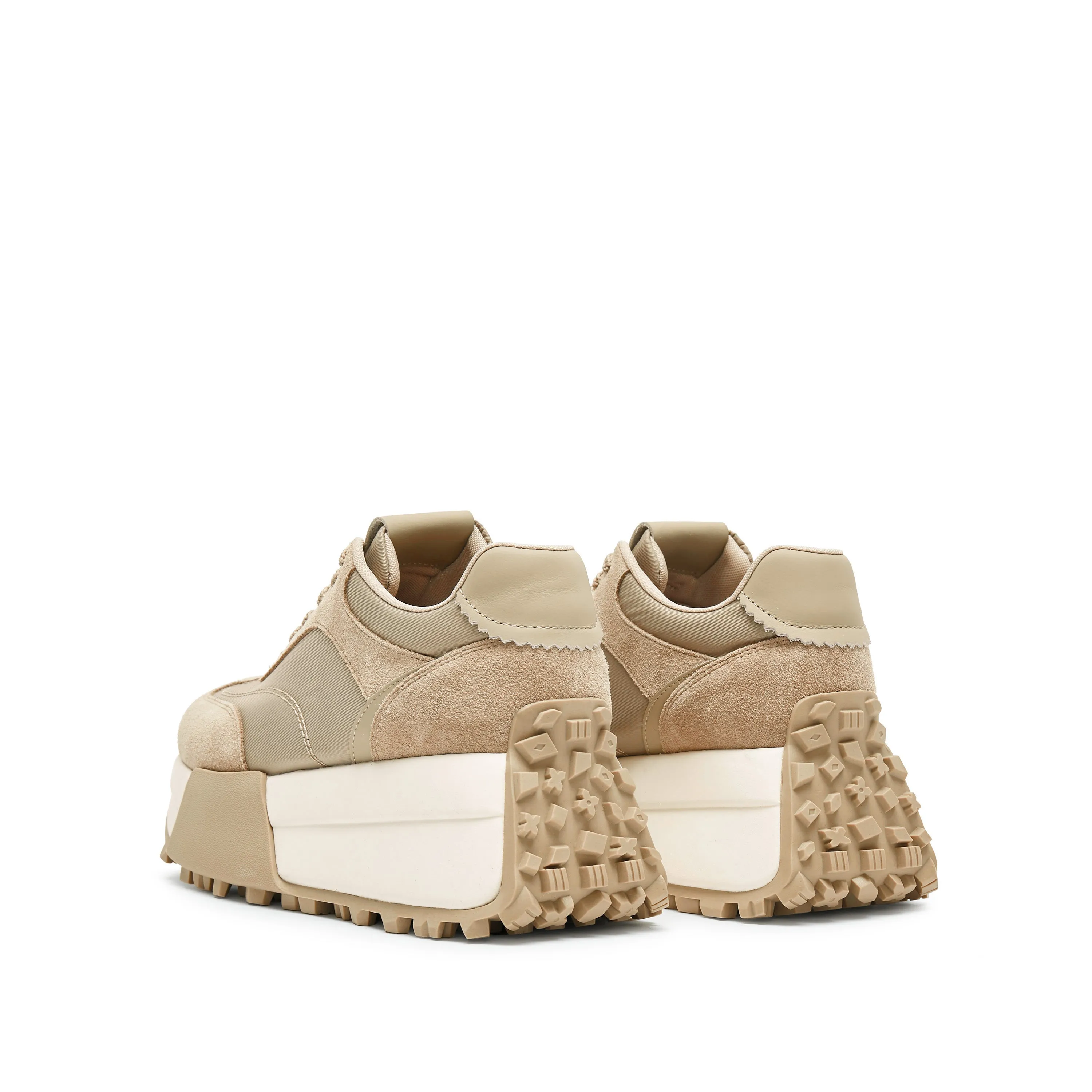 Brown Patchwork Platform Sneakers