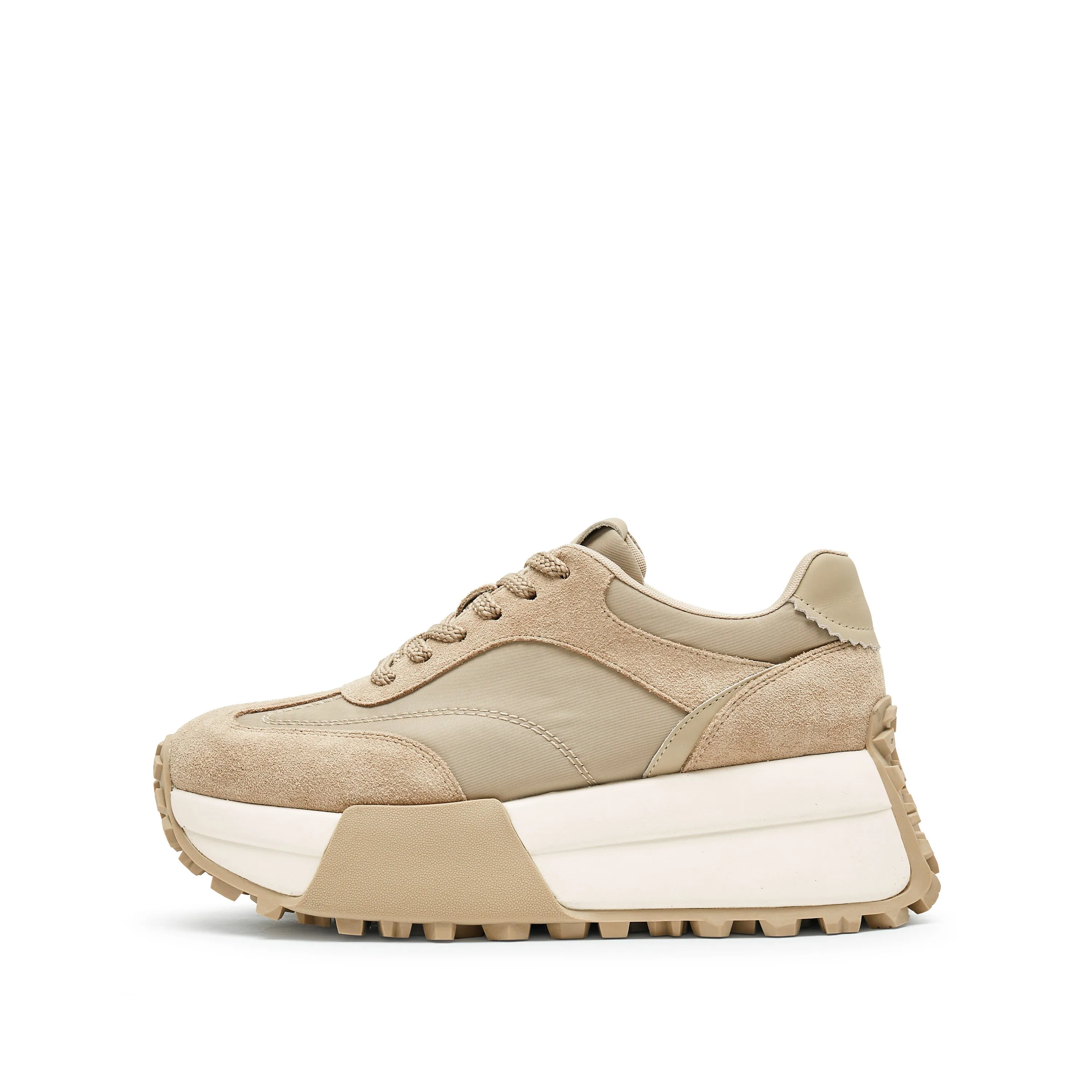 Brown Patchwork Platform Sneakers