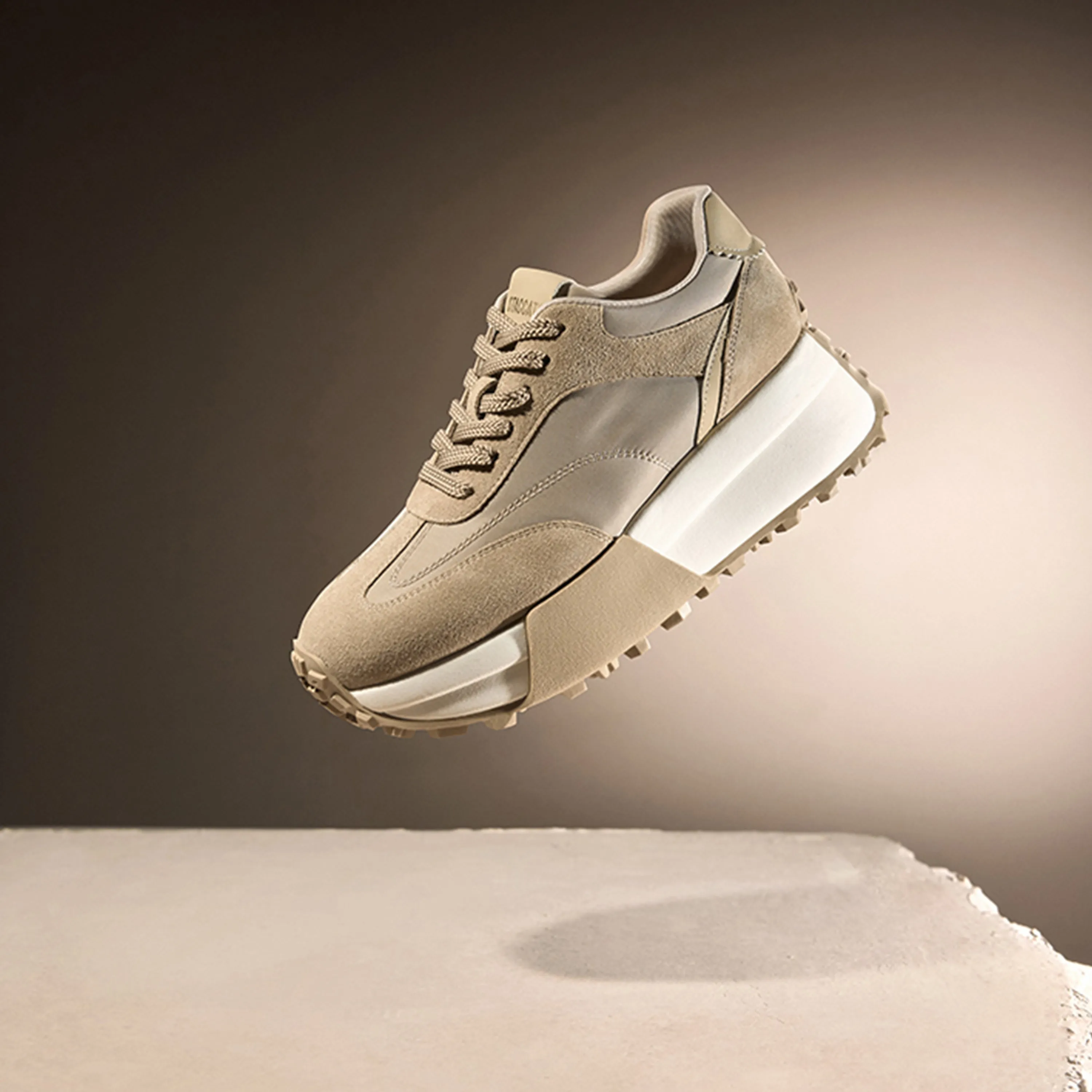 Brown Patchwork Platform Sneakers