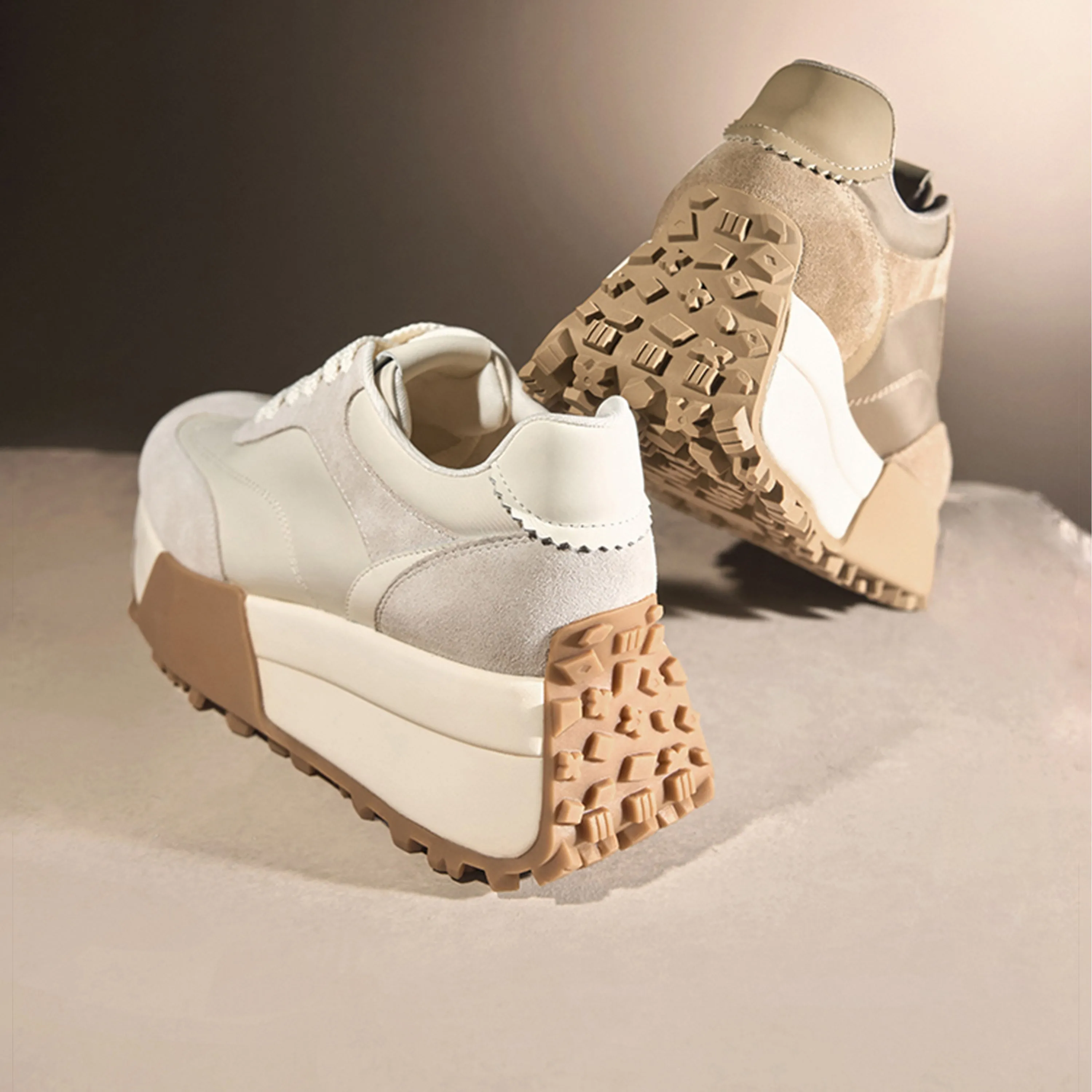 Brown Patchwork Platform Sneakers