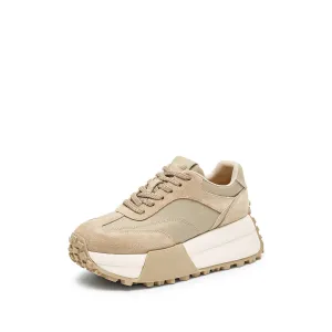 Brown Patchwork Platform Sneakers