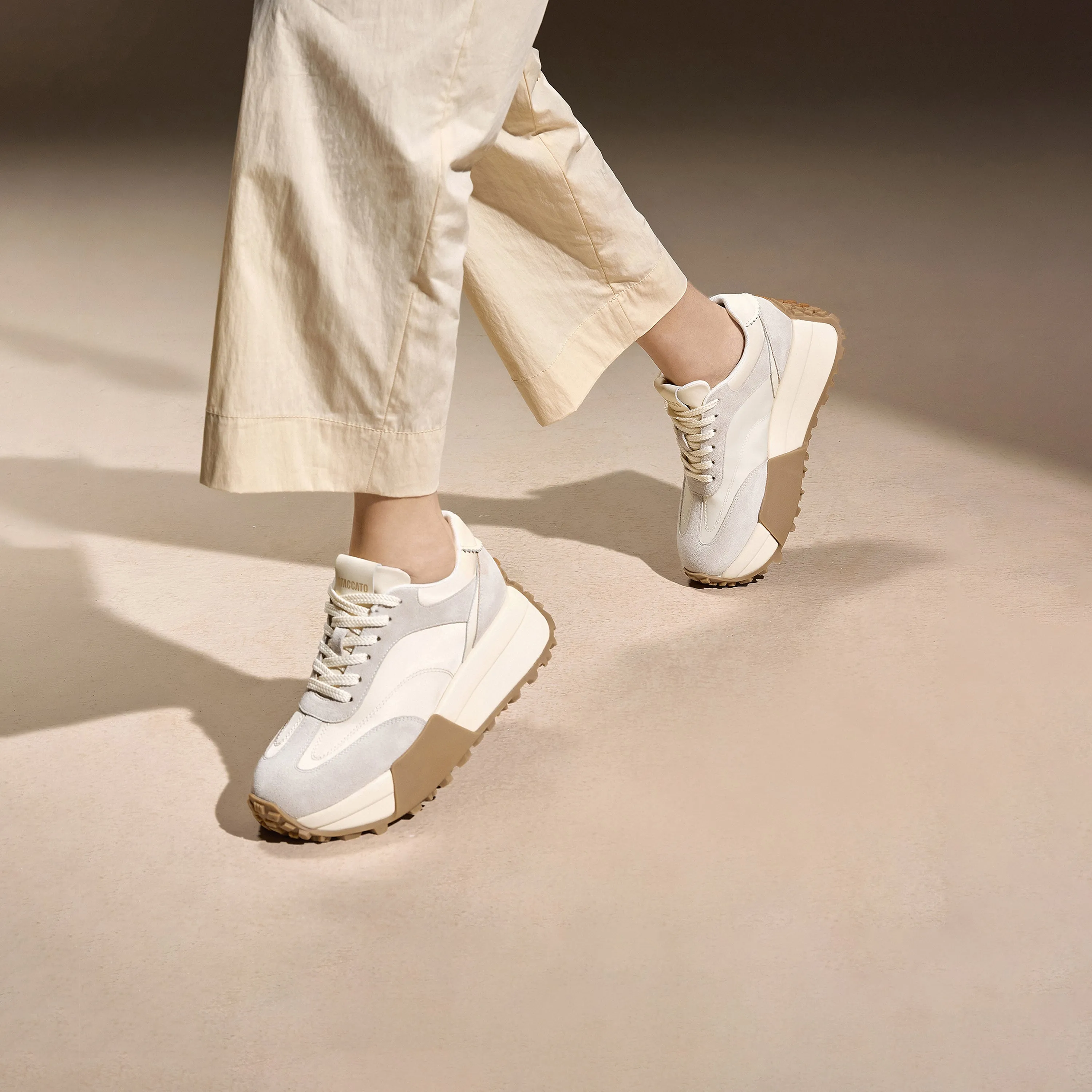 Brown Patchwork Platform Sneakers