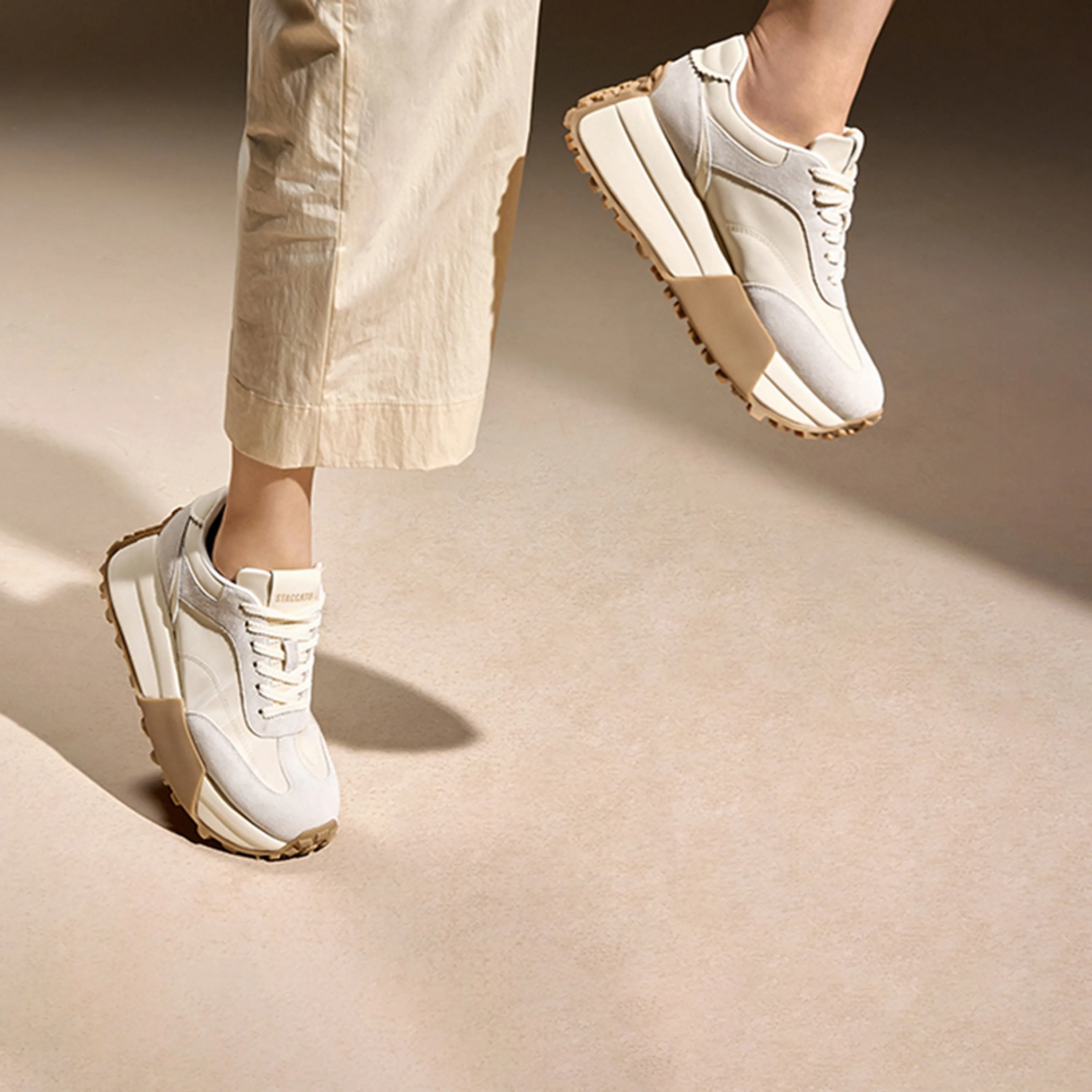 Brown Patchwork Platform Sneakers