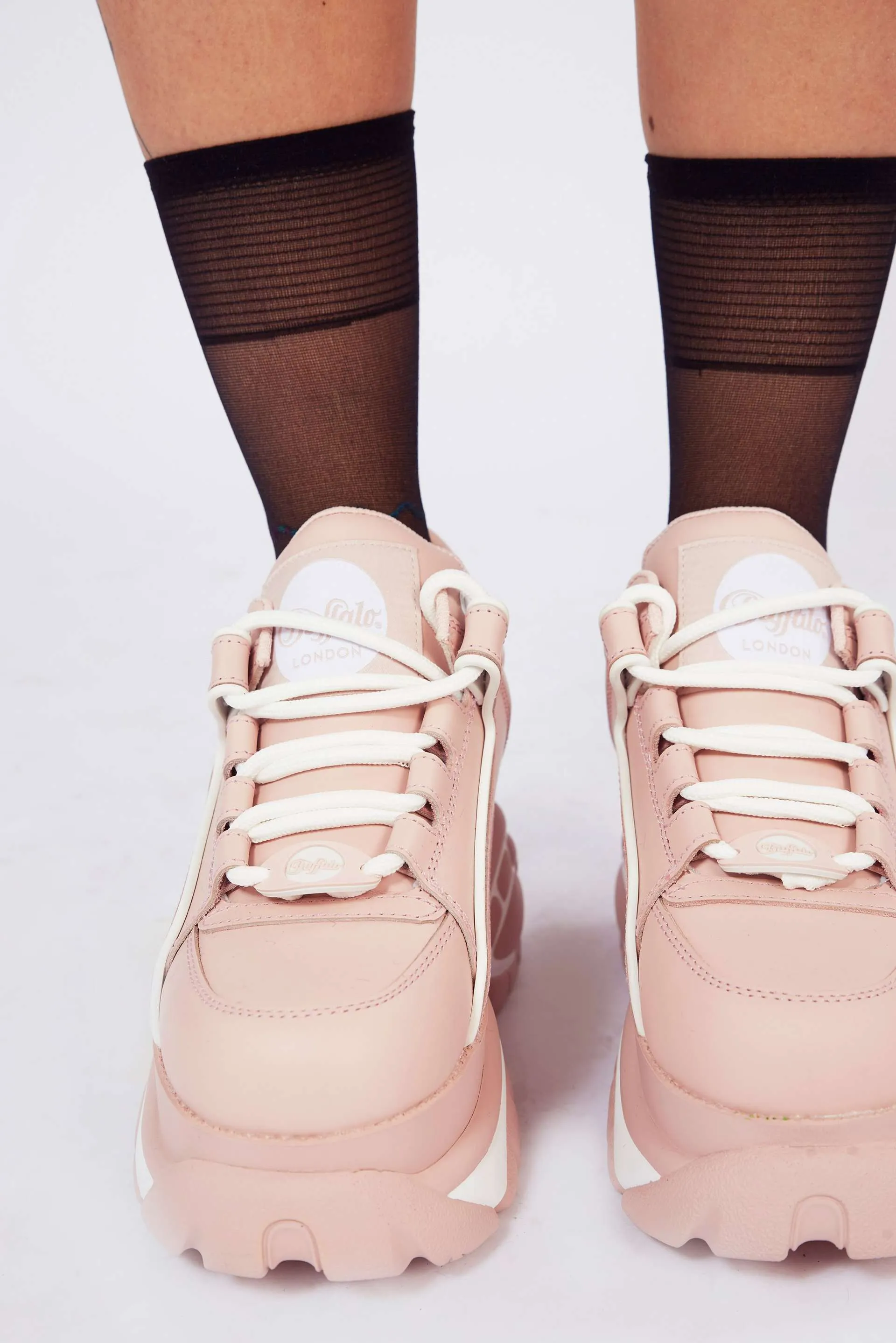 Buffalo London Baby Pink Platform Trainers