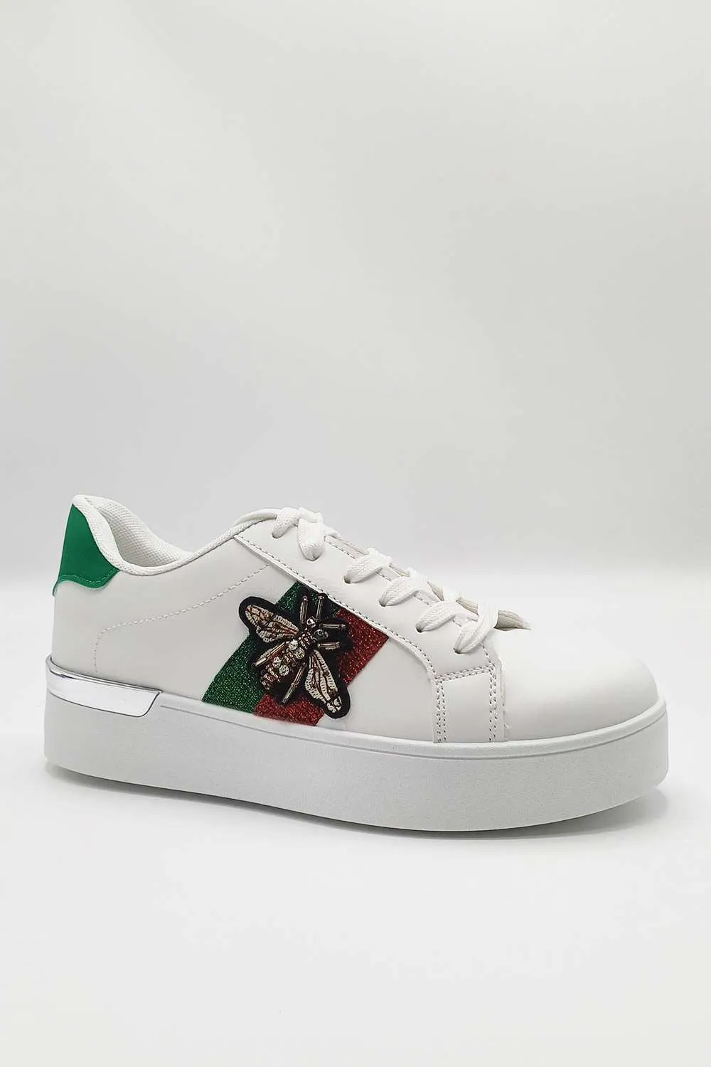 Cici Bee Detail Laceup Trainer in White