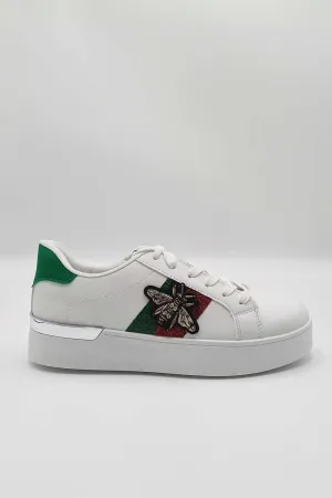 Cici Bee Detail Laceup Trainer in White