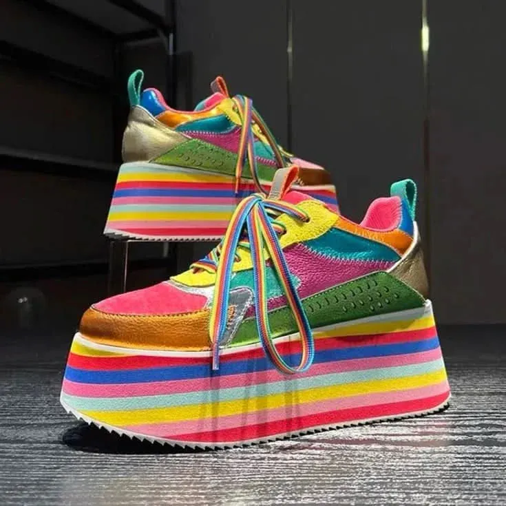 Colorful Platform Sneakers for Women | High Wedges