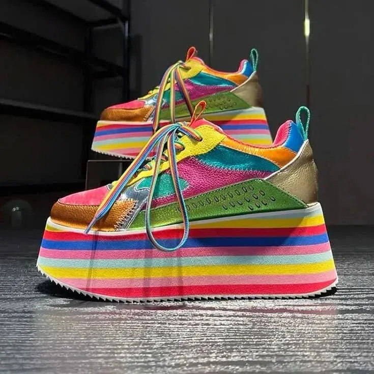 Colorful Platform Sneakers for Women | High Wedges