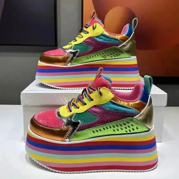 Colorful Platform Sneakers for Women | High Wedges