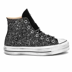 Converse All Star Alte Glitterate Nere - Suola Alta Platform