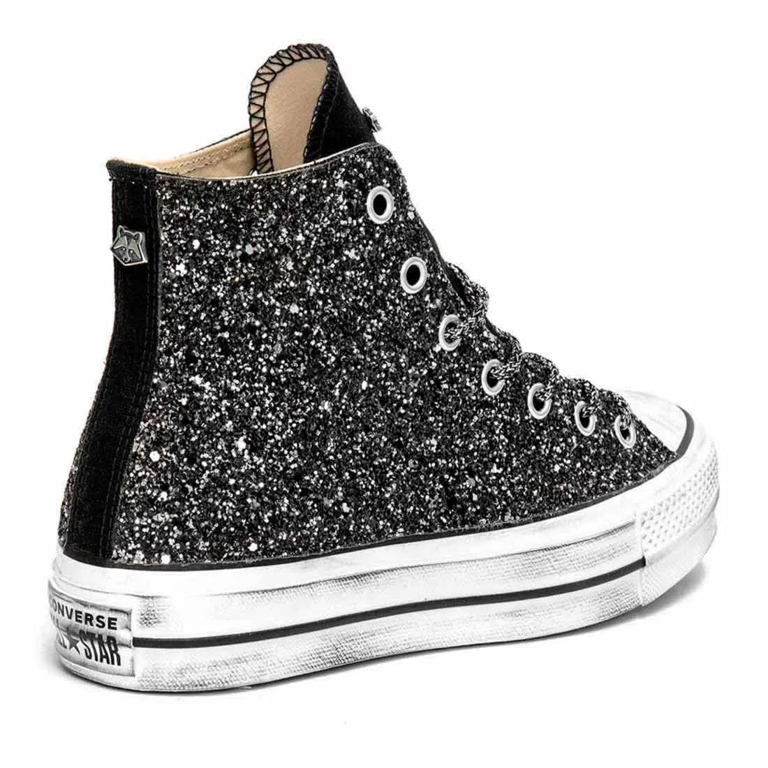 Converse All Star Alte Glitterate Nere - Suola Alta Platform