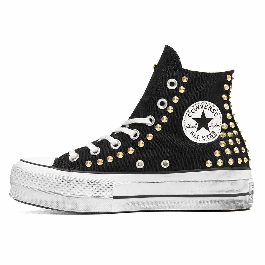 Converse All Star Alte Nere Borchiate Oro