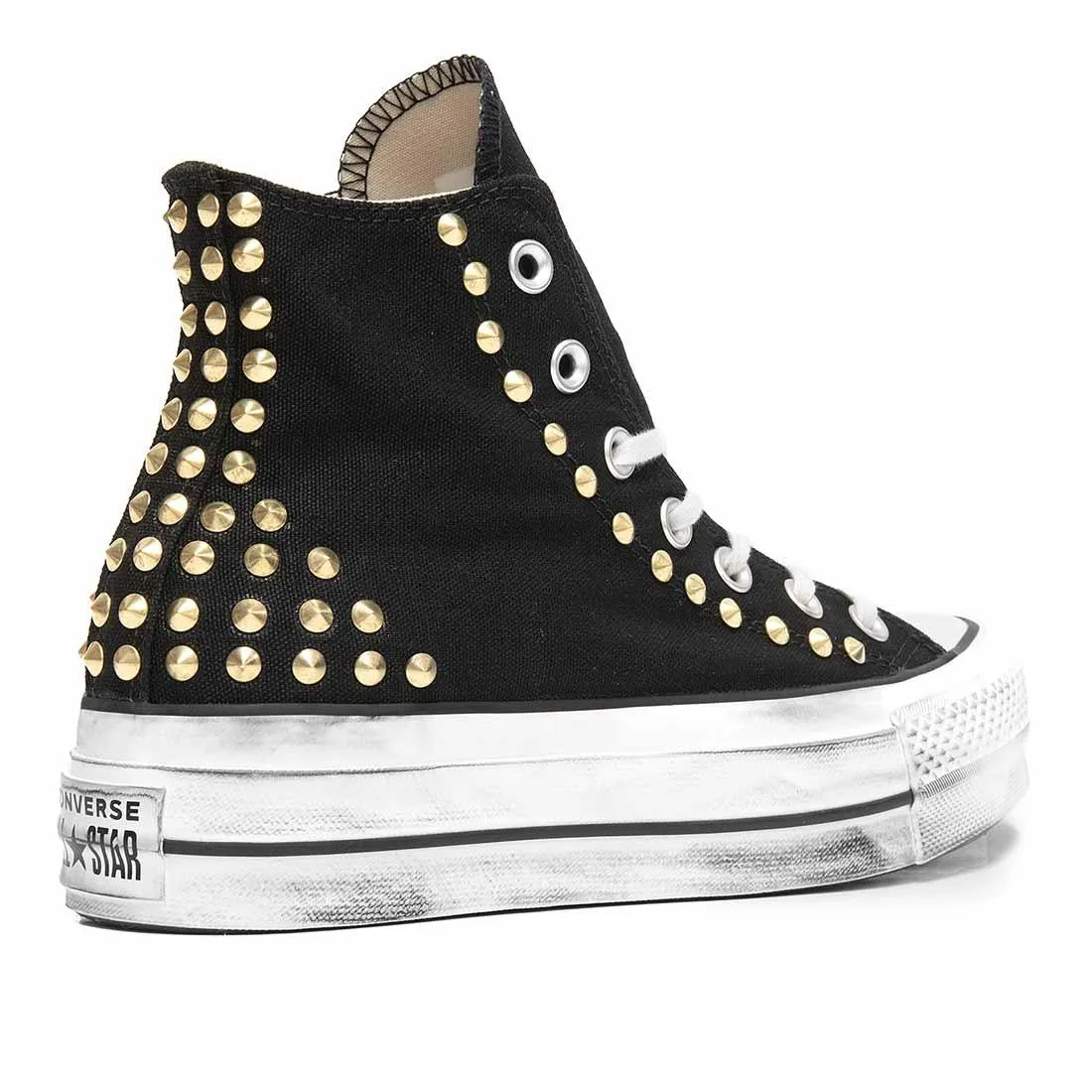 Converse All Star Alte Nere Borchiate Oro