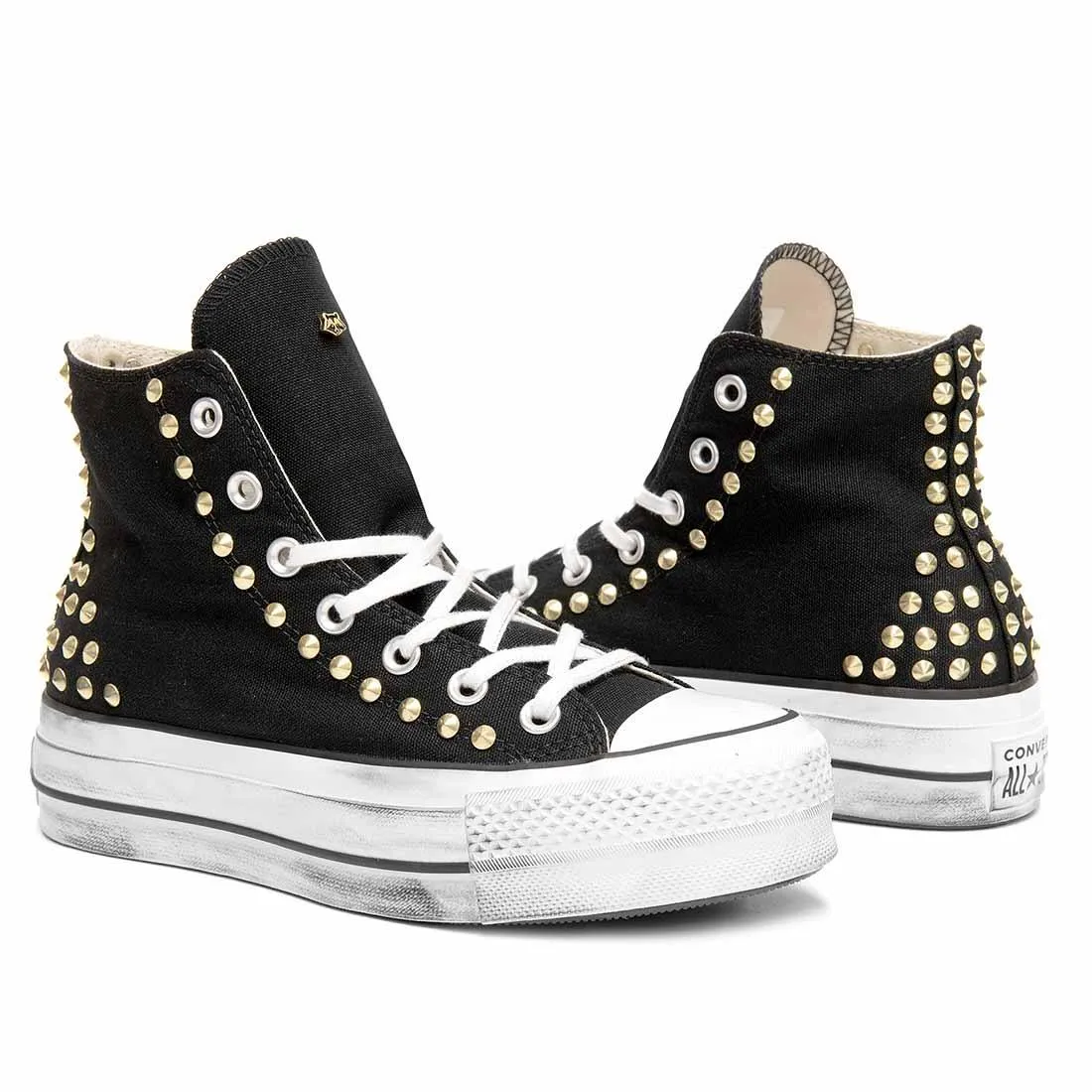 Converse All Star Alte Nere Borchiate Oro