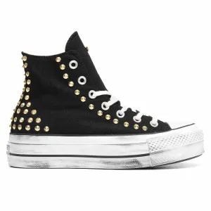 Converse All Star Alte Nere Borchiate Oro