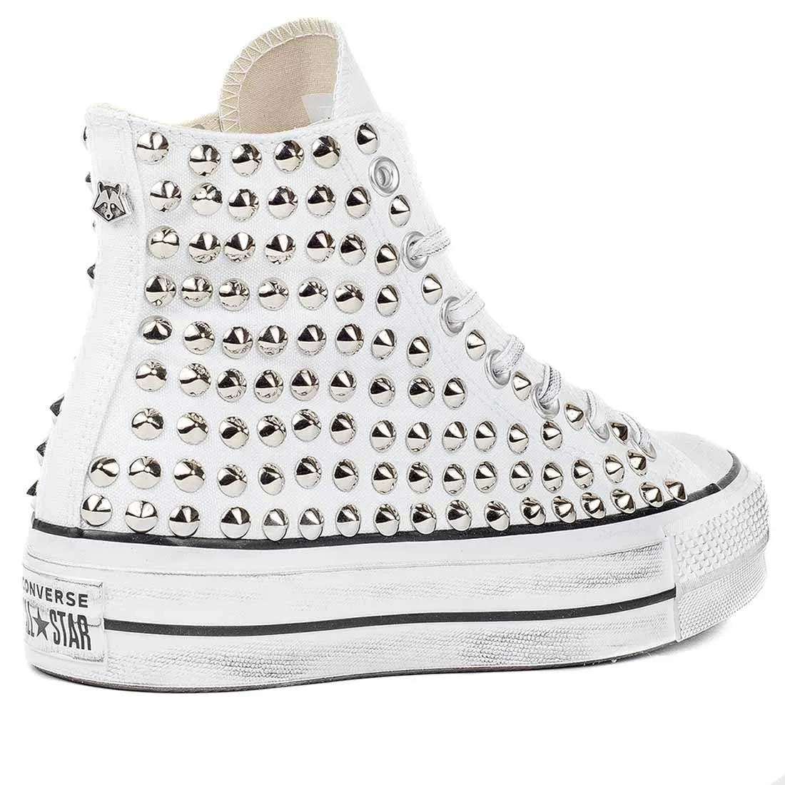 Converse All Star Alte Platform con Borchie - Bianche