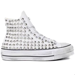 Converse All Star Alte Platform con Borchie - Bianche