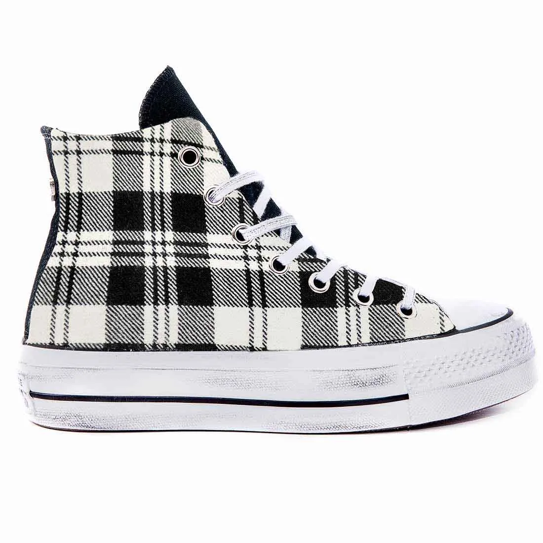 Converse All Star Alte Scozzese Bianco e Nero