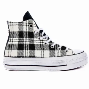 Converse All Star Alte Scozzese Bianco e Nero